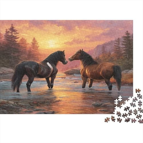 Pferd 1000 Teile Puzzle Für Die Ganze Familie-Forderndes Geschicklichkeitsspiel Erwachsene Und Kinder Geschenk 38x26cm/1000pcs