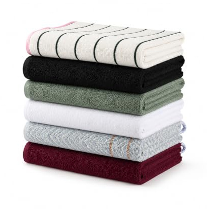 Genérico Paños de Cocina de Rizo 100% Algodón – Pack de 6 (50x50 cm) – 460 gsm Alta Densidad – Alta Absorción – Uso Profesional – Colores Surtidos
