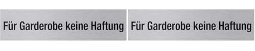Metafranc Klebeschild Für Garderobe keine Haftung - 160 x 40 mm - Aus Aluminium - In moderner Edelstahl-Optik - Selbstklebende Rückseite/Beschilderung/Infoschild/Gewerbekennzeichnung / 507030