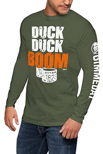 GIMMEDAT The Original Duck Duck Boom Jagdshirt | Soft Long Sleeve | Duck Hunter Men Women Gift, moosgrün, XX-Large