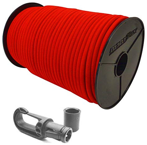 Seilwelt 8mm Expanderseil 20m Gummiseil + 10 Karabiner Gummileine Planenseil Seil Plane in Rot