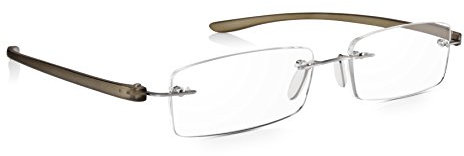 Read Optics Lesebrille +1,5, randlose Lesebrille, hochwertige Brille in Grau und Silber, praktische Lesebrille für jeden Tag