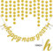 HOWAF Silvester Deko Set 2025, Gold Silvester Girlande Happy New Year Banner und Glitzer Kreis Punkte Girlande Hängend Dekorationen Neujahrsdeko 2025 Silvester Party Deko Accessories