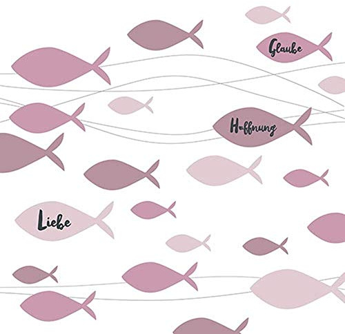 Ambiente Serviette Lunch Communion Fishes bordeaux - Kommunion Konfirmation bordeaux 33x33cm 20Stk/Packung