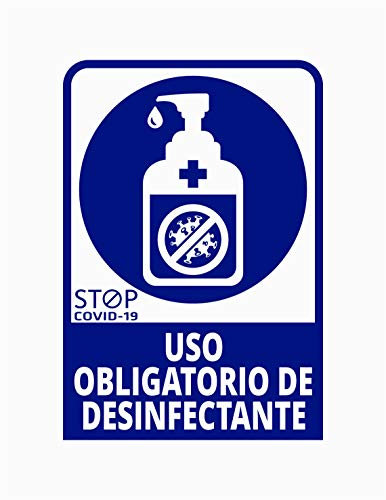 Aufkleber zur Verwendung als Desinfektionsmittel, 19.5 x 29cm, Vorbeugung COVID-19, für Unternehmen als Schutzmaßnahme gegen Coronavirus - Schild Vorbeugung (Dunkelblau)