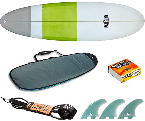 Buster Surfboards komplett Surfbrett Set Surfboard 6’6 Egg Style für Surfer Aller Könnensstufen, Leash Beyond 7 ft, BOARDBAG FK Fun 6’7, SURF Wax Sticky Bumps Warm