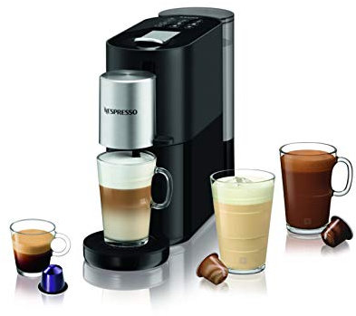 KRUPS NESPRESSO XN890831WP Atelier Kaffeemaschine Schwarz 1 L Hoher Pumpendruck 19 Bar Bietet Hervorragende Qualität Direkte Auswahl Tasten Für 9 verschiedene Getränke Exklusive Milchschäumtechnik