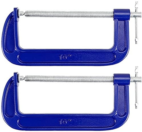 TAIJEUK 2 Packs 10 Inch C-Clamp, Malleable Iron C-Clamp, Heavy Duty C-Clamp for Woodworking, Metalworking, 9 Inches Max Jaw Opening, 3.7 Inches Throat Depth