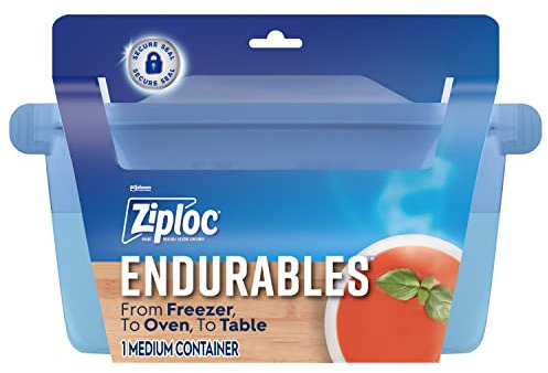 Ziploc Endurables Medium Container, 4 Cups, Reusable Silicone Bags and Food Storage Meal Prep Containers for Freezer, Oven, and Microwave, Dishwasher Safe