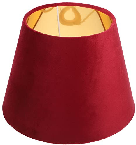 ibasenice Clip en Tela de Mesa Lámpara con Pantalla Tambor y Patrón de Hojas de Flores para Noche y Pie - Táctil Rojo