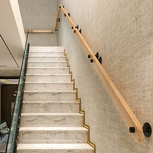 uyoyous Handlauf Holz, Treppengeländer Innen Holz 100cm, Kiefer Wandhandlauf Treppe Geländer mit 2 Halter