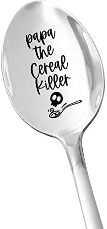 Papa the Cereal Killer Spoon - Cereal Lover Edelstahl Gravur Löffel Lustiges Geschenk für Vatertag Weihnachten Geburtstag