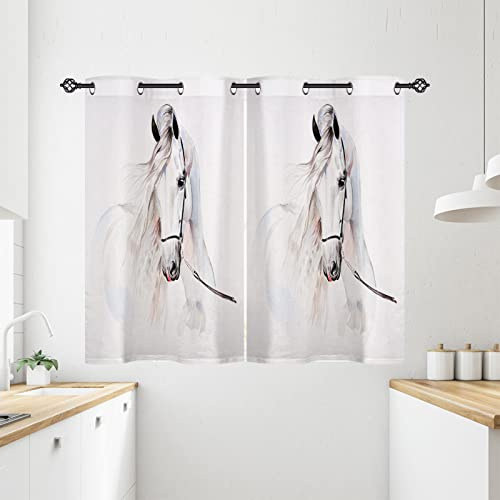 ANHOPE Aquarell Malerei Tier Pferd Gardinen Blickdichte mit Ösen Weich Thermo Vorhänge Blackout Curtain Vorhang Wohnzimmer Schlafzimmer Verdunklungsvorhänge 2er Set H 138 x B 71 cm