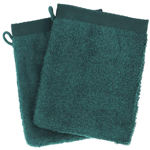 Lot de 2 Gants de Toilette 16x21 cm 100% Coton peigné Alba Kaki