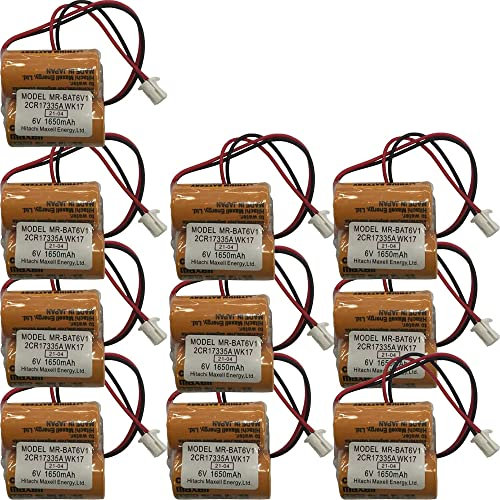 zoyfayl 10 Pack MR-BAT6V1 2CR17335A WK17 6V 1650mAh Lithium Battery Replacement for maxell 2CR17335A WK17 Battery for M80 Driver MR-J4 servo System (10 Pack)