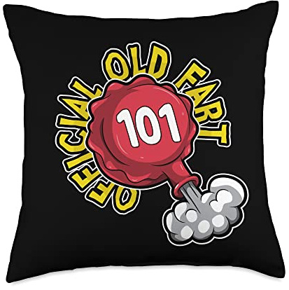 101st Birthday Official Old Fart Funny Red Whopee Cushion Throw Pillow