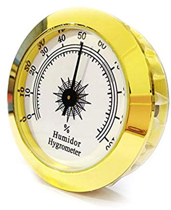 Igrometro, Analogico Rotondo, Igrometro per Sigari, Facile da Trasportare, Durevole, Stabile, Sensore di umidità Avanzato, Dorato