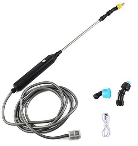 Oniissy Pulverizador eléctrico para plantas, varita de riego recargable portátil con 2 boquillas y manguera de 300 cm, rociador multiusos para plantas para patio, césped, plantas