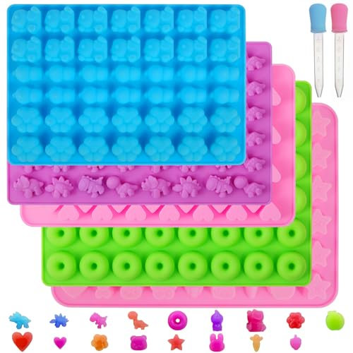 Moldes De Silicona Para Caramelos, 5 Pcs Paquetes Moldes Para Caramelos, Molde De Mini Bombones Con Corazones Pequeños, Frutas, Animales Marinos Y Cuentagotas, Para Hacer Gomitas, Caramelos, Chocolate