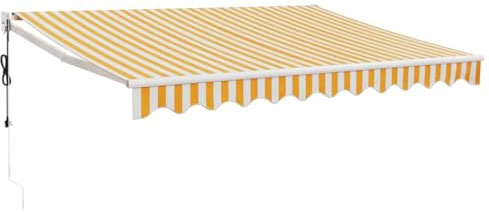 vidaXL Toldo Retráctil Automático, Toldo Eléctrico con Motor, Sombrilla Colgante de Pared, Toldo para Balcón Patio Tienda, Amarillo y Blanco 3x2,5 m