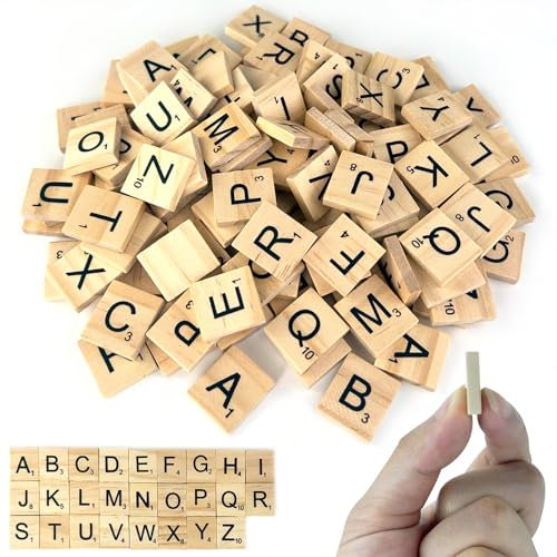 Nutabevr 130 Stücke A-Z Holz Alphabet Fliesen Spiel, Puzzle mit Handwerk Buchstaben, Holz zum Spielen für Kinder, DIY, Kindererziehung