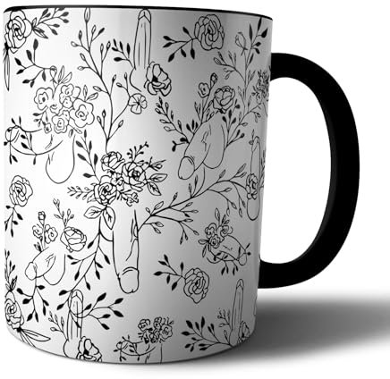 ZOROLUX Lustige Tasse mit Blumenmotiv Willy Keramik Kaffeetasse mit frechen Risque Hidden Willies