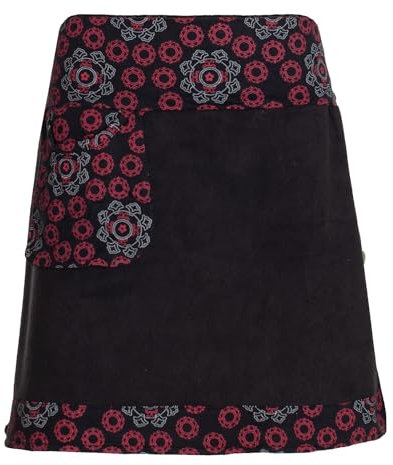 Vishes - Alternative Bekleidung - Thermorock Warmer Side-Bag Damen Winterrock kurz Minirock Fleece schwarz 44