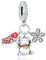 Nbsameng S925 Gioielli Ciondolo in Argento Sterling per bracciali e collane Pandora, un regalo festivo per le signore, bandiera della tenda & gatto della fortuna & fiore di ciliegio, No aplicable,