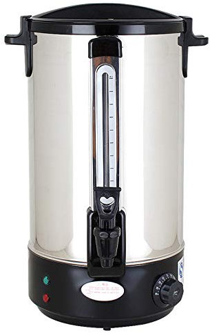 NIBXEPDF Hot Water Dispenser Dessert Wine Warmer, Electric Water Boiler Dining Tank with Faucet, Large-Capacity Double-Layer Stainless Steel Beverage Dispenser, for Home or Business/Black/2