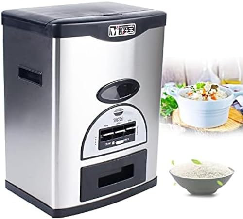 Auto Rice Dispenser 10kg/22lb Stainless Steel ABS Rice Storage Container Black Food Storage Box Cereal Grain Bean Rice Dispenser Container Measurable Rice Organization Home