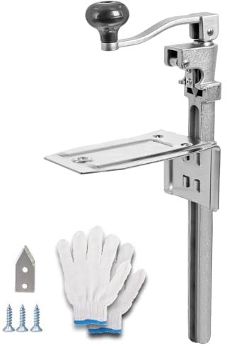 Ouvre-boîte de Conserve Table Comptoir Professionnel en Acier #10 avec 2 Lames, Ouvre-Boîtes Manuels Commercial de Comptoir avec Base Ajustable en Métal Plaqué pour Hôtels, épiceries et Restaurants