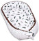 PaLulli Kuschelnest 2-seitig Babynest Babynestchen Baby Nest Nestchen Reisebett Wickelauflage Kuschelbett, Kokon Kokon für Babybett - Babys und Säuglinge, 100% Baumwolle Oeko TEX (Feathers)