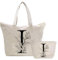 Personalisiert Initialen Tragetasche Canvas, Kosmetiktasche mit Reißver, Damen Handtasche Tote Bag, Einkaufstasche Geschenk für Frau Freundin Mama Schwester, Braut & Brautjungfern Schminktäschchen I