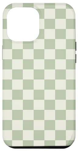 iPhone 12 Pro Max Light Sage Green Classic Checkered Checker Checkerboard Case
