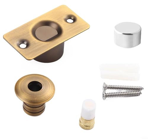 Heavy Duty Brass Magnetic Door Stop, Wall Protection, Invisible Design (Yellow Bronze)