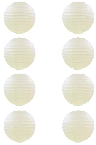 FANSU Papierlaterne Deko, Papierlaternen Set Papier Laterne Rund 8 Stück Hängende Papierlaternen Papier Laternen Feier Lampion Partydekorationen für Dekorative (12 Zoll (30 cm),Beige)