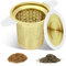 Teesieb mit Deckel/Abtropfschale, Extra Feinmaschiger 304 Edelstahl Teefilter für Losen Tee,Teesiebe für die Meisten Tee-Tassen, Tee-Schalen, Spülmaschinenfest (Gold)