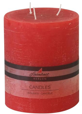 Stumpenkerzen 3-Docht Raureif Rubin Rot 140/120 mm Steinhart Kerzen in RAL-Kerzen Güte Qualität