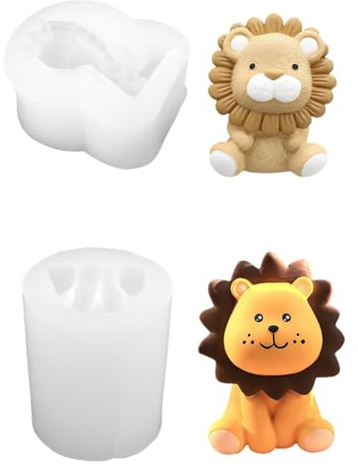 3pcs 3D Löwe Candle Kerzenform aus Silikon, Kerzenform Seifenform Tier Löwe Silikonform Backform Gießformen Harzform Löwe Schreibtisch Silikonform 3D Harz Epoxy Gießform für SüßIgkeiten Seifen