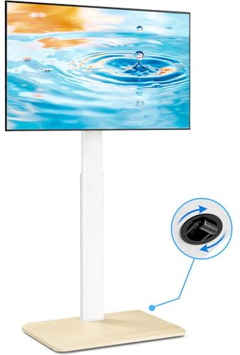 5Rcom Rollbarer TV Ständer mit verdeckten Rollen, Schwenk und höhenverstellbarer tragbarer TV Ständer auf Rädern für 24-55 Zoll Fernseher, mobiler TV Ständer bis zu 30 kg, Weiß, max. VESA 400x400mm