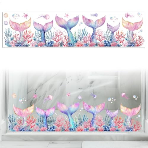 Peacoblue Fenster-Static-Cling-Aufkleber beidseitig für große Glas- oder Autofenster, 1 Bogen Weihnachtsrote Schleife 120 x 30 cm, abnehmbarer Fensteraufkleber für Zuhause, Büro, Klassenzimmer