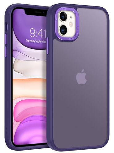 GUAGUA Matte for iPhone 11 Case 6.1-Inch, 10FT Military Grade Protection, Shockproof Anti-Scratch Anti-Fingerprint, Lightweight Slim Frosted Translucent Phone Cover, Purple