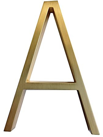 Hausnummern,Straßennummern aus Metall, 127 mm goldene schwebende moderne Hausnummer aus satiniertem Messing, Tür- und Hausadressnummern, for digitale Hausschilder for den Außenbereich, 5 Zoll(A)