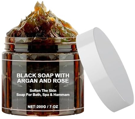 Moroccan Black Soap,Moroccan Soap,M-oroccan Body Scrub,Black So-ap Dispenser Bathroom,Exfoliating Shower Gel For Soft Skin,Deep Cleaning For Whole Body,Organic Long Lasting Fragrance Cleansing