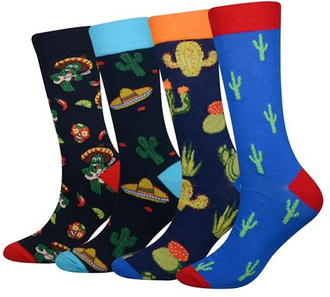 Men's EUR 42-46 Cactus Socks Plants Gift Crazy Novelty Dress Crew Calf Socks (Cactus)