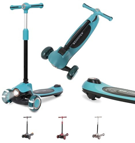 Habib Gruppe Kinderroller Tretroller 3-Rad - LED Frontlicht, Rücklicht & Leuchtendes Deck Scooter, Faltbar, Höhenverstellbar, rutschfest & Pannensicher (3-10 Jahre) (Blau)