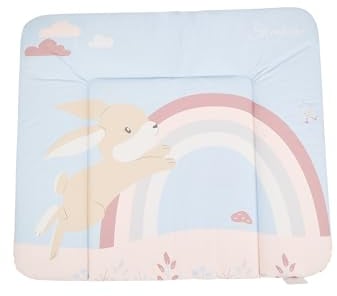 Sterntaler Wickelauflage Hase Hanni - Wickelunterlage für Mädchen mit Motivdruck - pflegeleichtes & abwaschbares Obermaterial - gepolsterte Wickeltischauflage, Größe 85 x 72 cm