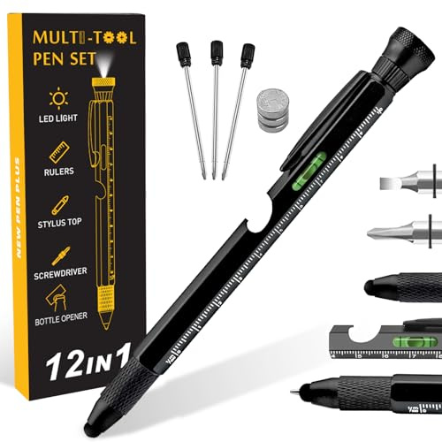 Regalos Originales para Hombre, Regalo Dia del Padre, Bolígrafo Multifuncion 12 en 1, Gadgets Tecnologicos, Ideas para Navidad, Día del Padre y Hombres