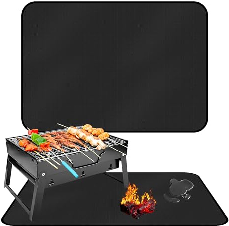 FloraVigo feuerfeste unterlage, Feuerfeste Unterlage Grill, Isoliermatte zum Schutz von Holzkohle- und Gasgrills auf Outdoor-Tischen, Leicht zu reinigende Isoliermatte (50x80cm)