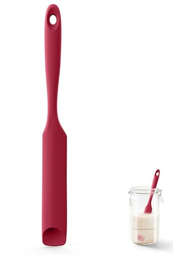 U-Taste Spatola silicone barattoli, resistente a 315°C, cucchiaio, Rosso | raschietto flessibile con manico lungo e sottile per raschiare salse, mescolare pasta madre, per piccoli contenitori